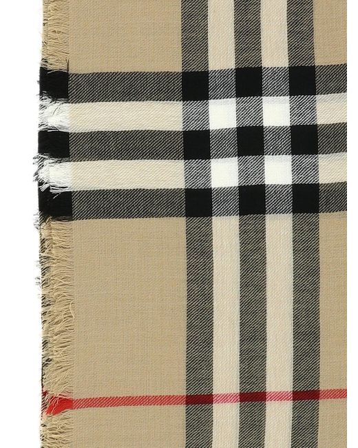 Burberry Check Wool -sjaal in het Natural voor heren