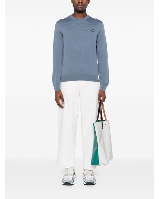Maison Kitsuné Maison Kitsune 'Bold Fox Head Wool Wollspringer in Blue für Herren