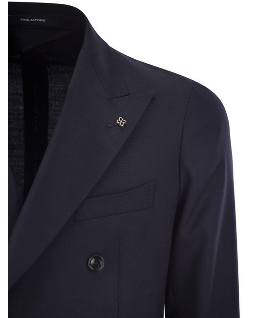 Tagliatore Tagliatorore Double Breasted Cashmere Jacket in het Blue voor heren