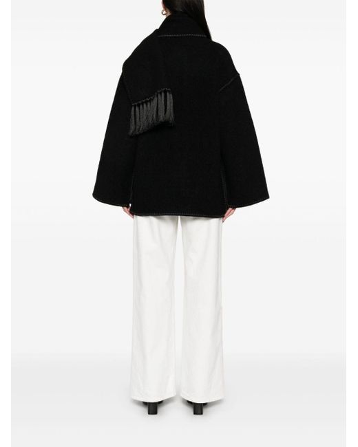 Totême  Black Embroidered Scarf Wool Jacket