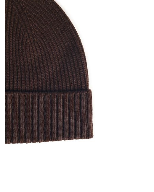 Seven Gauge Brown Wool Beanie for men