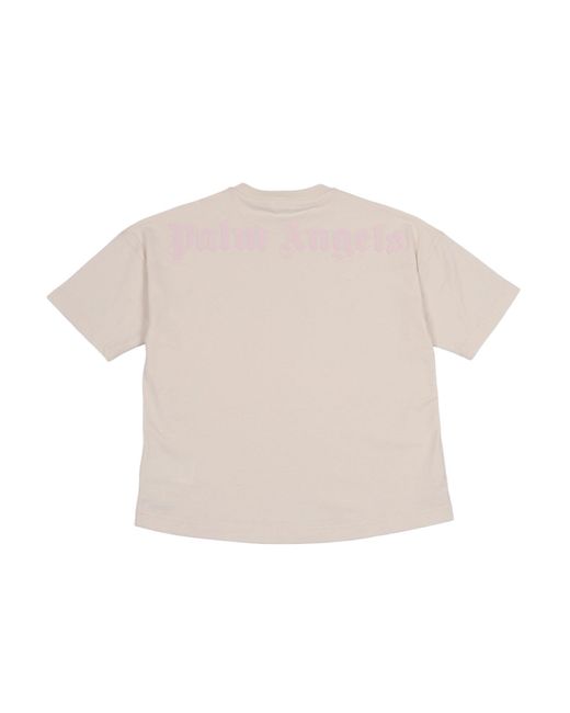 Palm Angels White Overlogo Over T Shirt S/S Girl for men