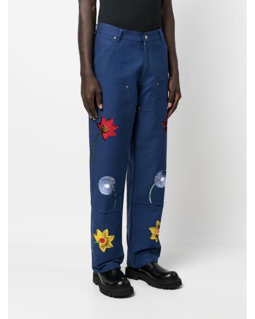Sky High Farm Blue Embroidered Denim Jeans for men