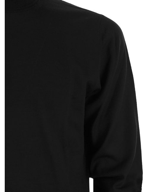 Suéter de cuello de tortuga de lana de Derby Fedeli de hombre de color Black