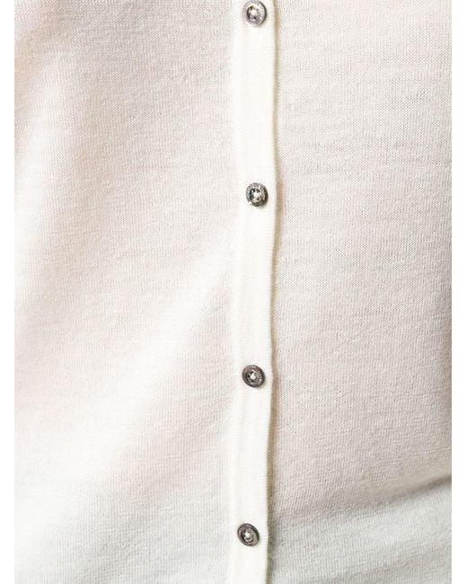 LA ROSE White Button Fitted Cardigan