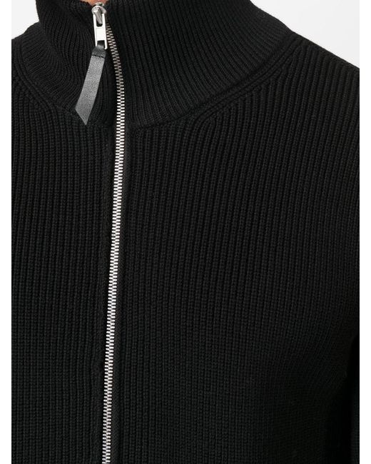 Maison Margiela Black Ribbed Knit Cardigan With Zip
