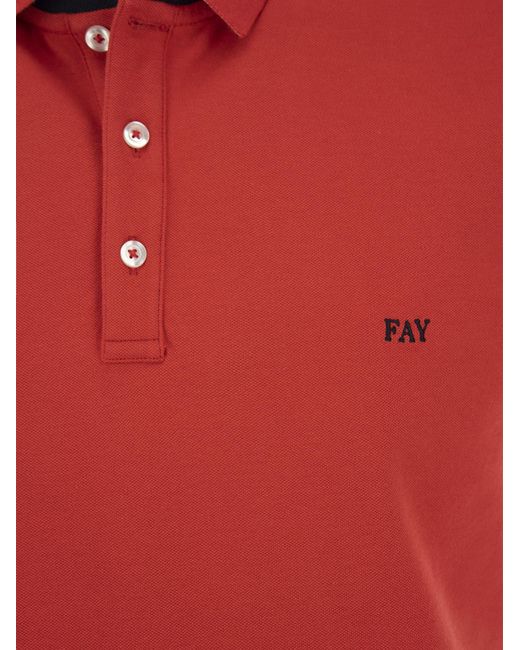 Fay Red Stretch Polo Shirt for men