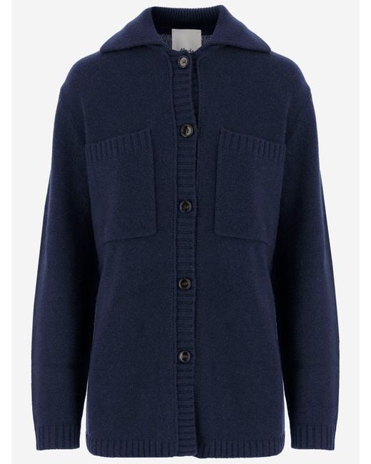 Allude Blue Anspielende Wolle und Kaschmir -Strickjacke anspielend