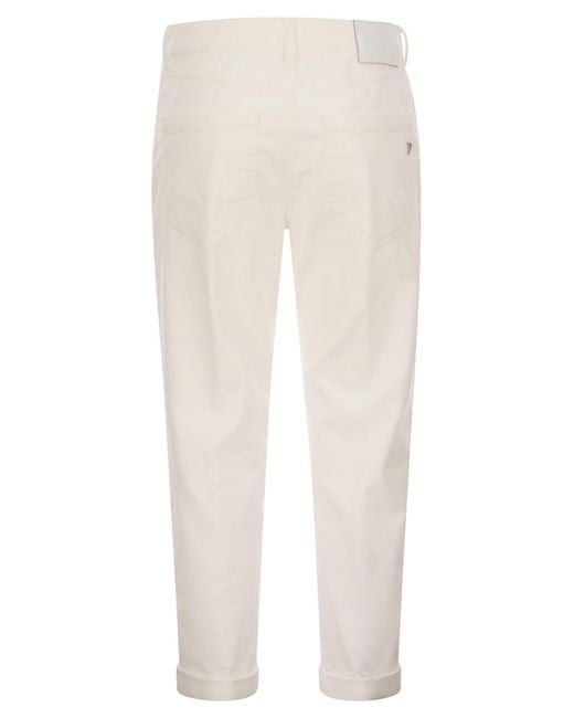 Dondup White Koons Multi Striped Velvet Trousers With Jewelled Buttons