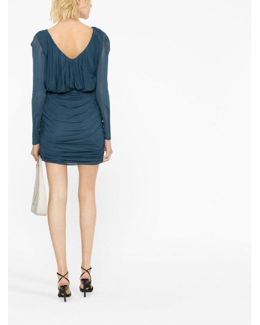 Saint Laurent Blue Draped Dress For