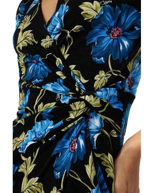 Diane von Furstenberg Blue Floral Wrap Midi Dress With Elegant V-Neckline