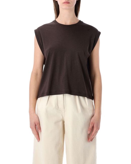 Sessun Black Sessùn Deedoo Espresso Sleeveless Tencel T-Shirt