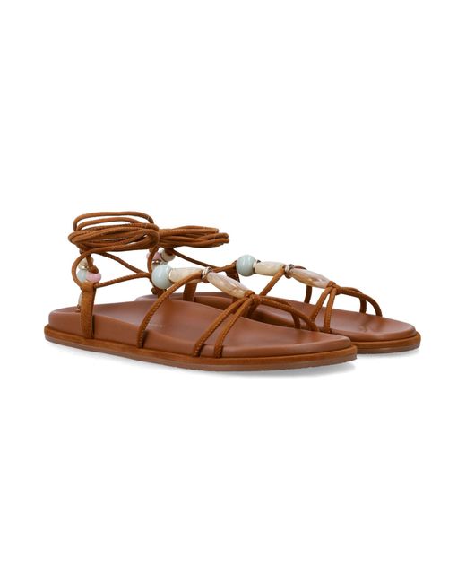 Stuart Weitzman Brown Suede Majorca Wrap Sandals Upper