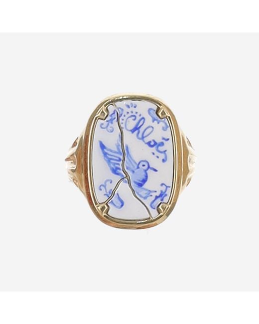 Chloé Blue Brass Hummingbird Ring