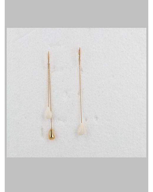 Isabel Marant White Asymmetric Drop Earrings With Pendant Accents