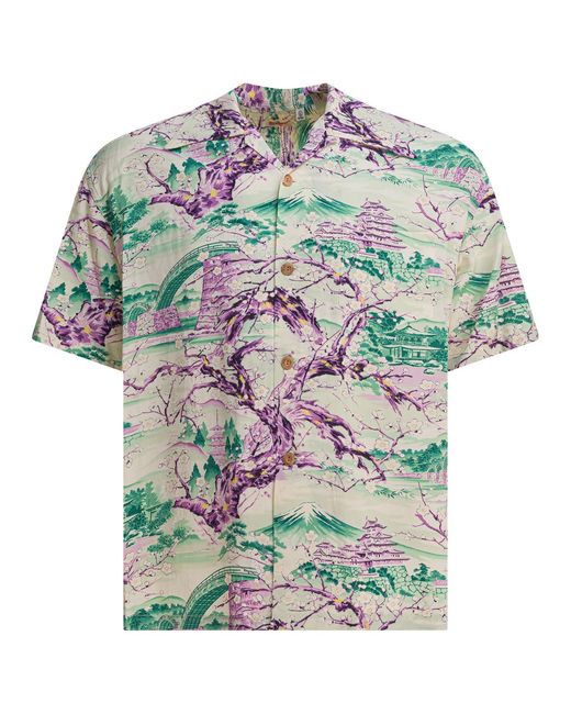 Sun Surf Gray "Scenery Of Japan" Shirt for men