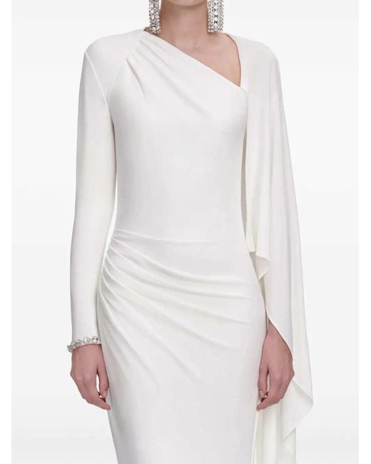 Self-Portrait White Long Draped Dress