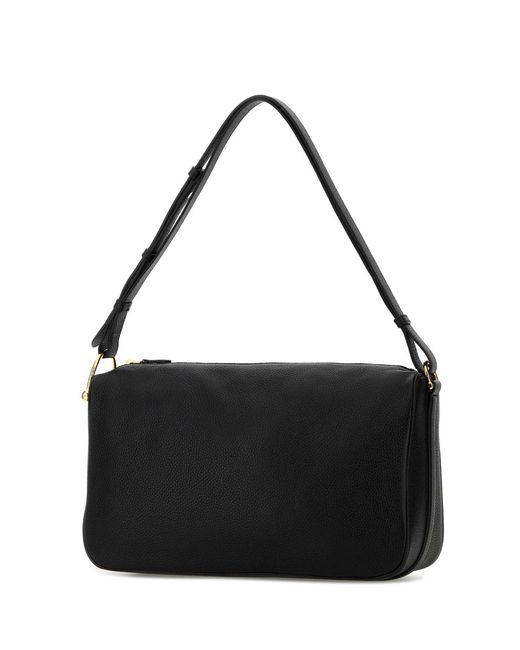 Gucci Black Leather Half Horsebit Shoulder Bag