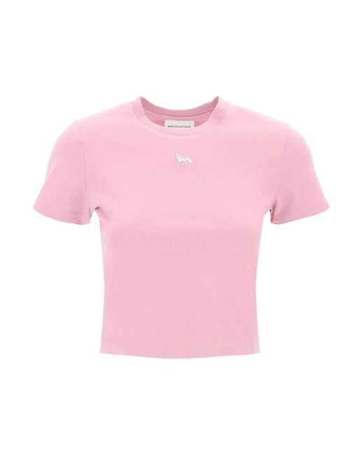 Maison Kitsuné Pink "Cropped Baby Fox T -Shirt