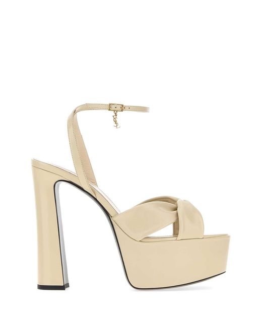 Saint Laurent White Open Round Toe Heel