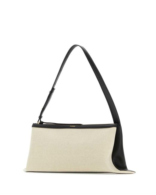 Jil Sander Metallic Two Tone Canvas And Leather Medium Empire Shoulder Bag for men