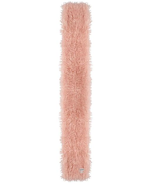 Ganni Pink Recycled Polyester Scarf