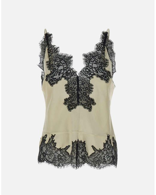 Birgitte Herskind Ivory Black Lace Insert Top in het Natural