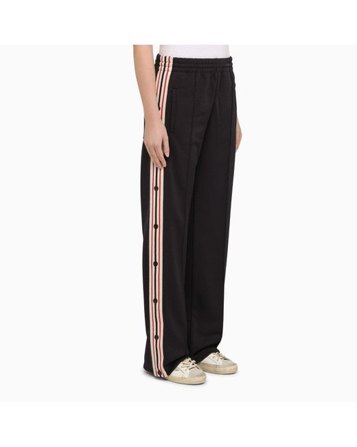 Golden Goose Deluxe Brand Black Dark Sports Trousers With Side Band
