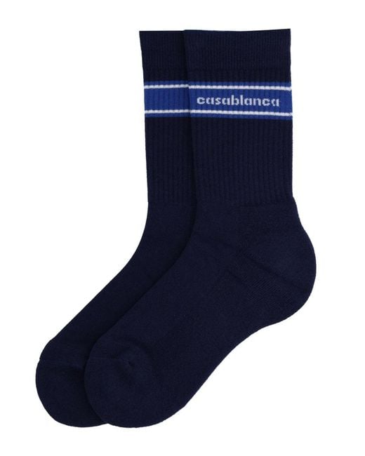 Casablanca Blue Socks With Logo for men