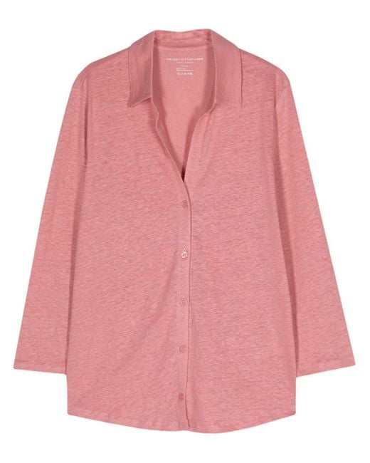 Majestic Pink 3/4 Sleeve Linen Shirt