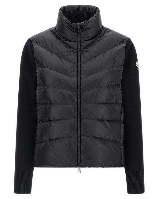 Moncler Tricot Sleeve Down Jacket in het Black