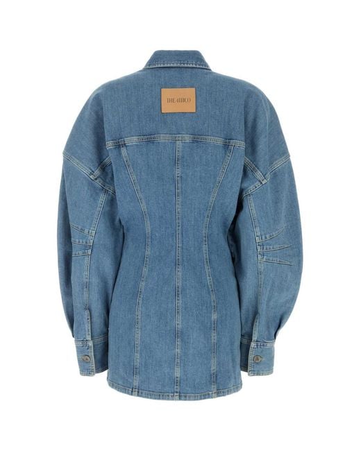 The Attico Blue Stretch Denim Shirt Dress