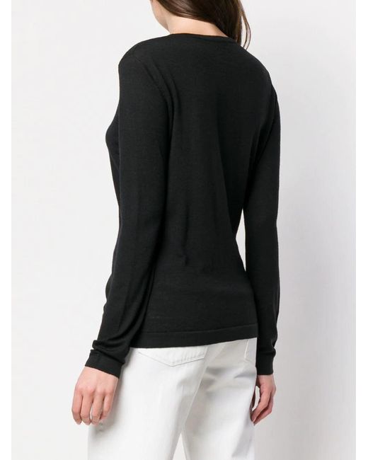 LA ROSE Black Round Neck Cardigan