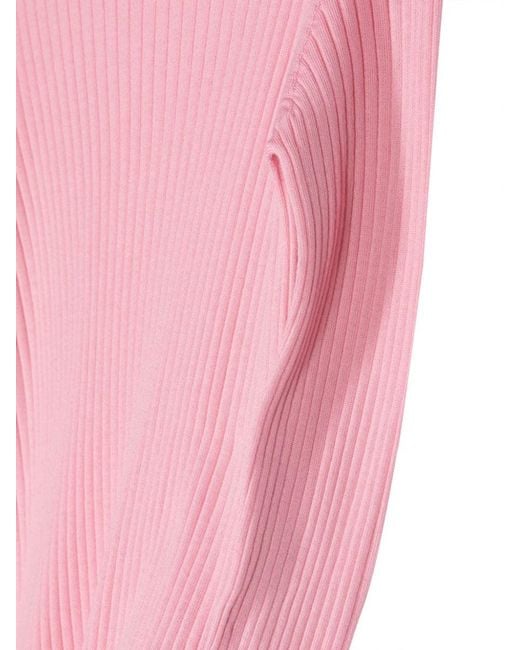 Versace Pink Knit Sweater Rib Series