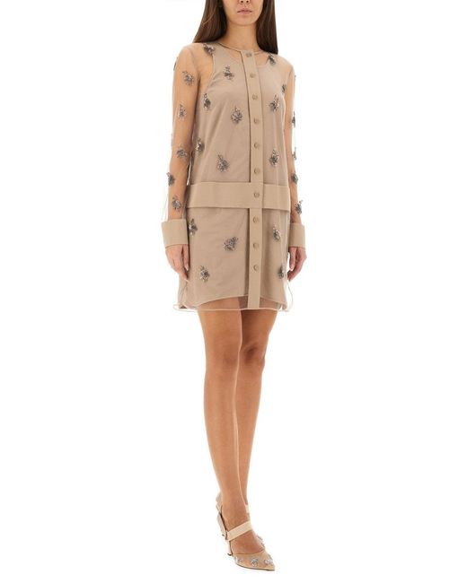 Fendi Tulen Mini-Jurk in het Natural