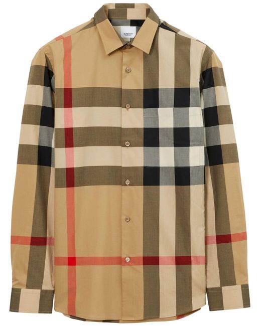 Beige Camiseta a cuadros Burberry de color Brown