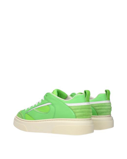 Ferragamo Green Cassina Sneakers/Lime Leather for men