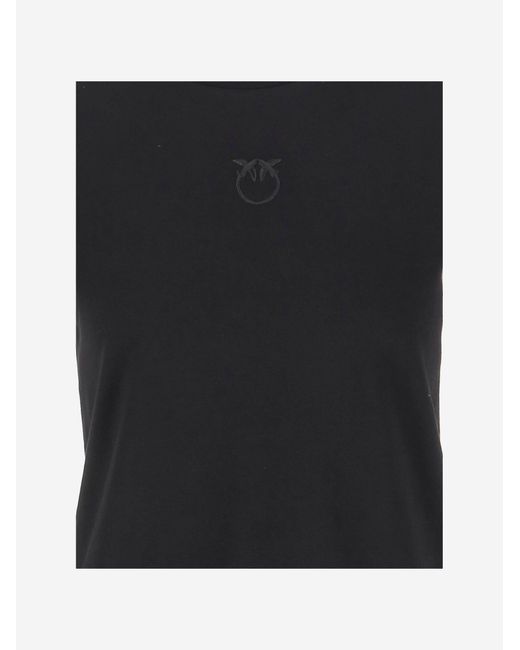Pinko Black Bussolotto Cotton T Shirt With Logo