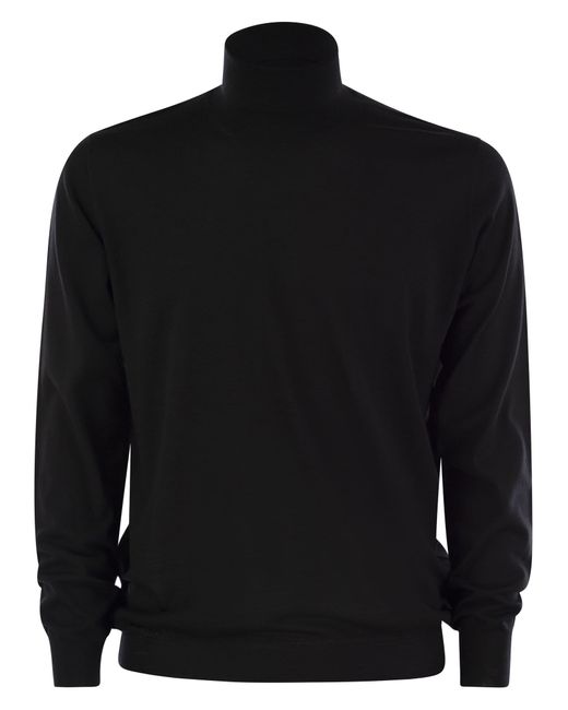 Fedeli Black Turtleneck Sweater for men