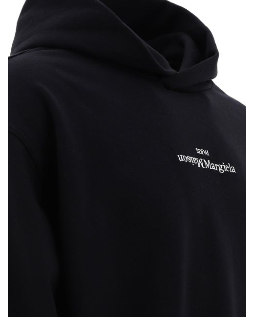 Maison Margiela Black Hoodie With Reversed Embroidered Logo for men