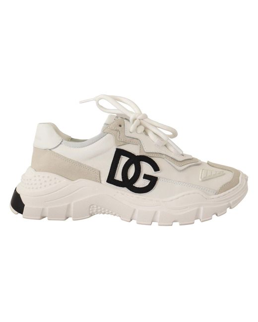 Dolce & Gabbana Black Weiße DG DAYMASTER niedrige Sneakers Schuhe