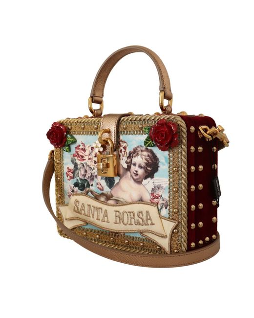 bandolera Angel Gold Hand Box Rosas Rojas Dolce & Gabbana de color Marrón | Lyst