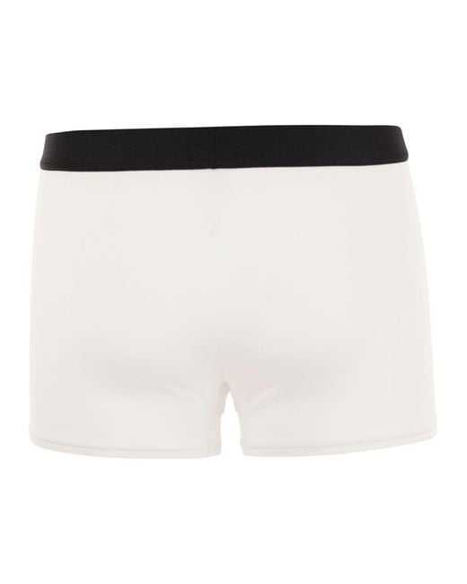 Kiton White Stretch Cotton Boxer Shorts With Logo for men