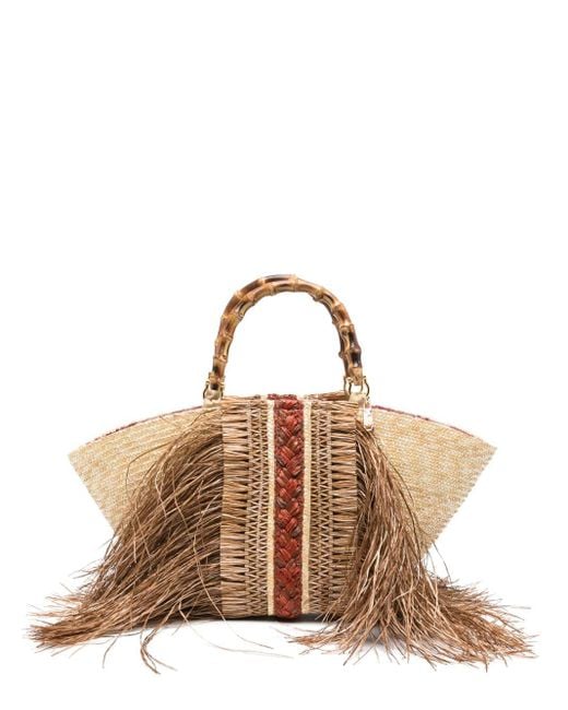 La Milanesa Brown Orizzonte Straw Tote Bag