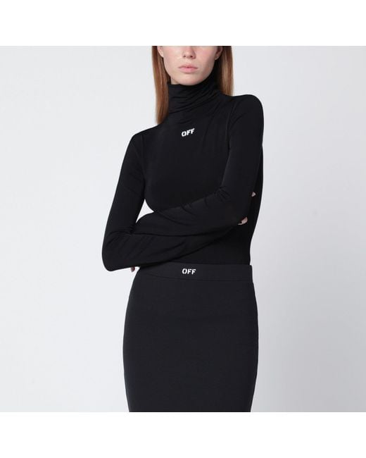 Off-White c/o Virgil Abloh Black Turtleneck Top With Off Logo