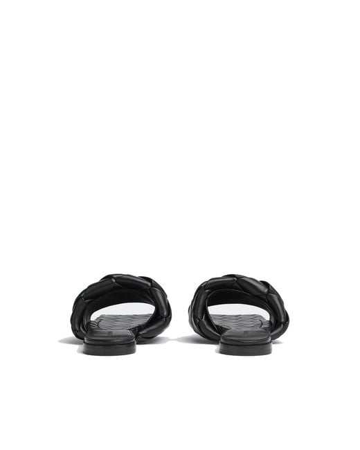 Bottega Veneta Black Lamb Leather Flat Sandals