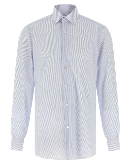 Barba Napoli Gestreiftes Hemd in White für Herren