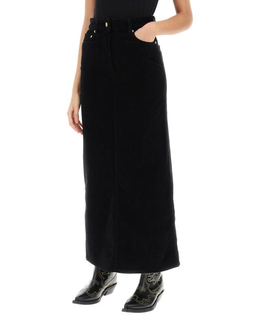 Falda de columna de pana de Ganni de color Black