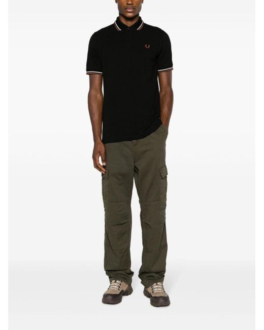 Fred Perry Black Logo Cotton Polo Shirt for men