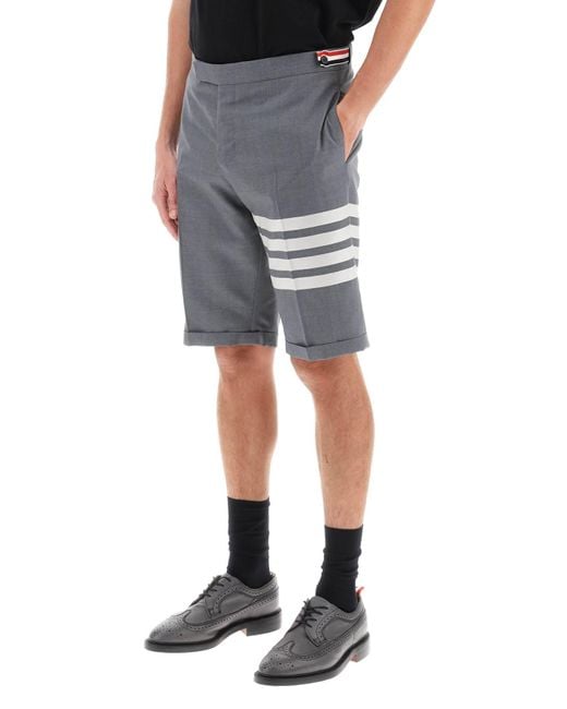 4 Bar Shorts en lana ligera Thom Browne de hombre de color Gray